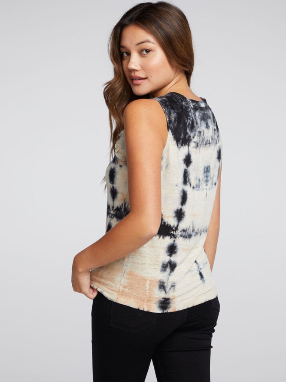 Chaser Linen Jersey Ruffle Raglan Muscle Tank Adult Size XS NWT - Picture 2 of 3